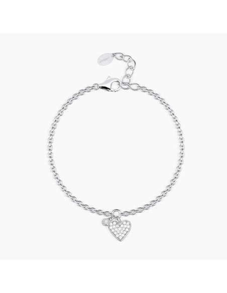 Pulsera de Plata con Colgante de Corazón y Circonitas Blancas – Pulsera Plata 925 Mujer