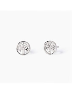 Pendientes árbol de la vida en plata rodiada con circonitas 2