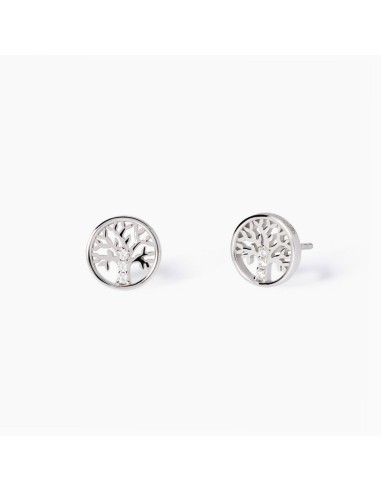 Pendientes árbol de la vida en plata rodiada con circonitas