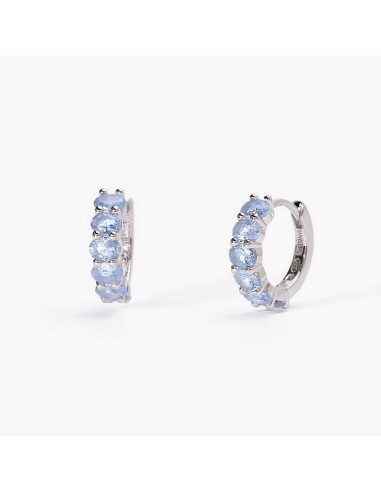 Pendientes de aro con piedras azules en plata de ley 925