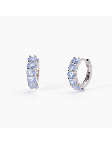 Pendientes de aro con piedras azules en plata de ley 925