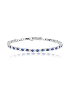 Pulsera tenis de plata con circonitas azules y blancas 2