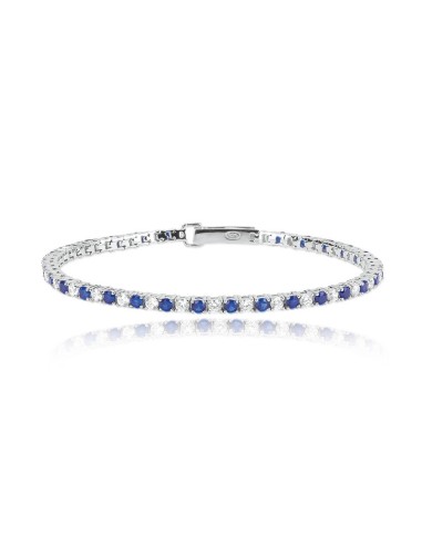 Pulsera tenis de plata con circonitas azules y blancas