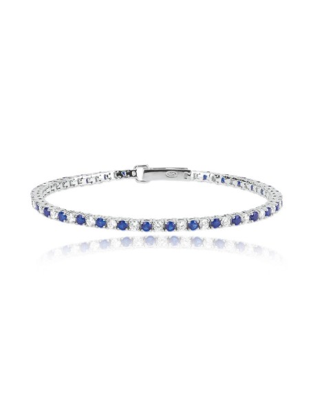 Pulsera tenis de plata con circonitas azules y blancas