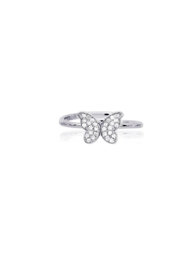 Anillo de plata con mariposa pavé de circonitas transparentes