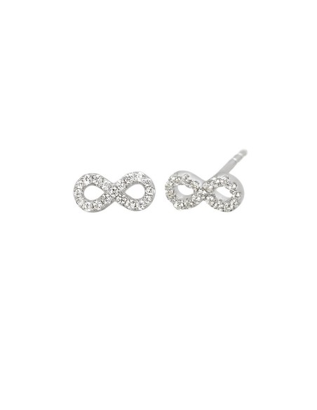 Pendientes de plata 925 con símbolo de infinito y pavé de circonitas - Mabina Gioielli