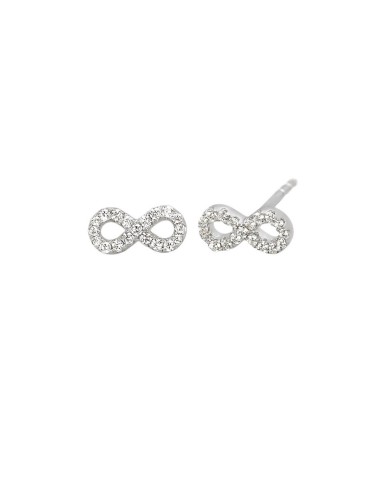 Pendientes de plata 925 con símbolo de infinito y pavé de circonitas - Mabina Gioielli