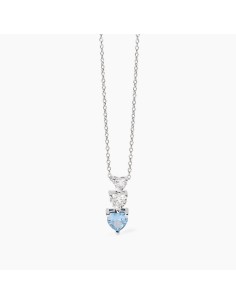 Gargantilla de plata 925 con corazones de circonitas y aguamarina sintética de la colección Lovely 2