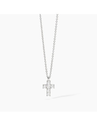 Colgante de plata con cruz de circonitas transparentes