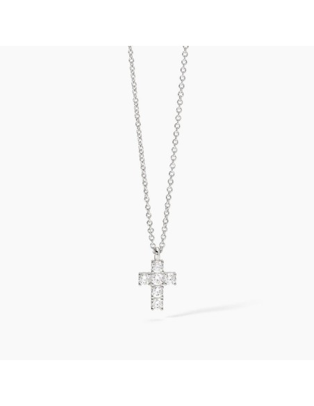 Colgante de plata con cruz de circonitas transparentes