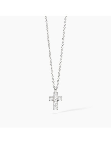Colgante de plata con cruz de circonitas transparentes