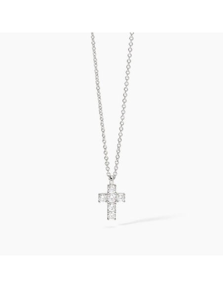 Colgante de plata con cruz de circonitas transparentes