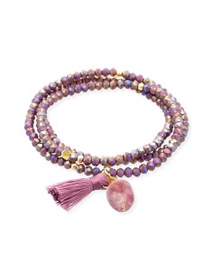 Pulsera ZEN BOREAL Marina García plata dorada con lepidolita rosa