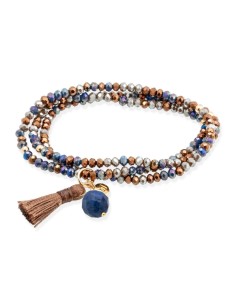 Pulsera ZEN CHOCOLATE Marina García plata dorada con piedra natural