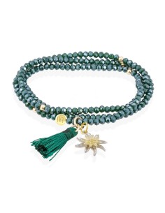 Pulsera ZEN VERDE Marina García plata dorada con Edelweiss