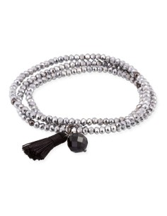 Pulsera ZEN Marina García plata rutenio con ónix negro