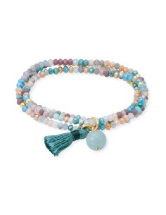 Pulsera Zen Amarilla con Piedra Natural en Plata Bañada en Oro 18K