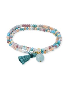 Pulsera Zen Amarilla con Piedra Natural en Plata Bañada en Oro 18K 2