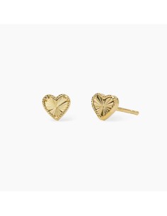 Pendientes Corazón MABINA GIOIELLI en Plata de Ley con Baño de Oro 18K | Pendientes de Botón para Mujer
