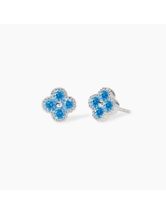 Pendientes Flor MABINA GIOIELLI en Plata de Ley con piedras azules | Pendientes de Botón para Muje