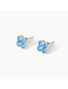Pendientes Flor MABINA GIOIELLI en Plata de Ley con piedras azules | Pendientes de Botón para Muje 2