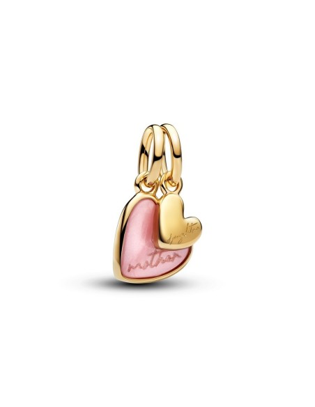 Charm Colgante Divisible con un recubrimiento en oro de 14k Madre e Hija Rosa