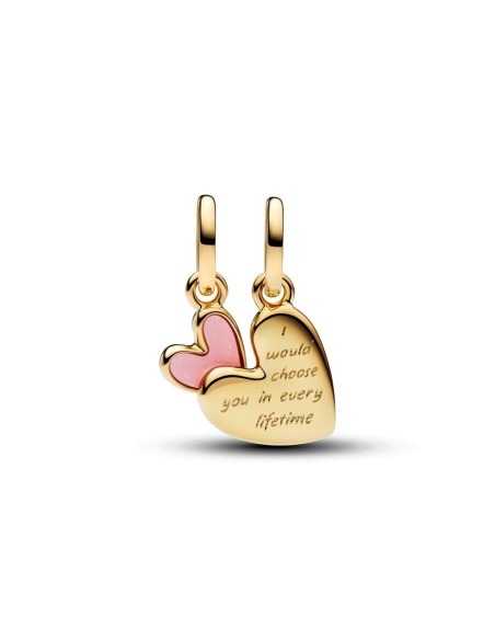 Charm Colgante Divisible con un recubrimiento en oro de 14k Madre e Hija Rosa