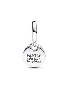 Charm Colgante Doble en plata de ley y con un recubrimiento en oro rosa de 14k Llave a la Felicidad en Dos Tonos  2