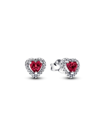 Pendientes Pandora Timeless Elevated Red Heart en plata 925 con cristal rojo – 298427C04
