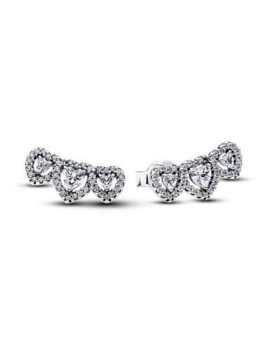 Pendientes Pandora Triple Halo Heart en plata 925 con corazones brillantes – 294411C01