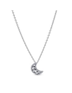 Collar en plata de ley “Luna Crescente Luminosa” 50 cm – Colección Timeless