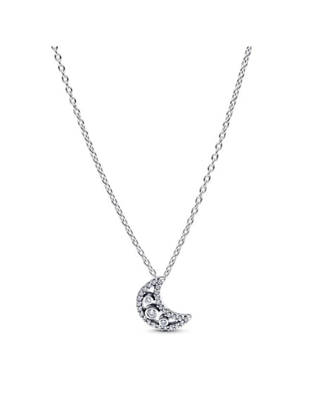 Collar en plata de ley “Luna Crescente Luminosa” 50 cm – Colección Timeless