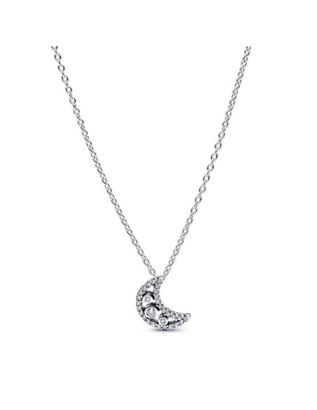Collar en plata de ley “Luna Crescente Luminosa” 50 cm – Colección Timeless