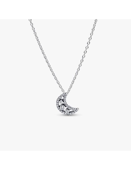 Collar en plata de ley “Luna Crescente Luminosa” 50 cm – Colección Timeless