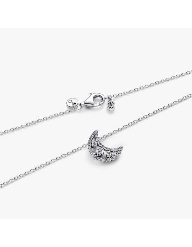 Collar en plata de ley “Luna Crescente Luminosa” 50 cm – Colección Timeless