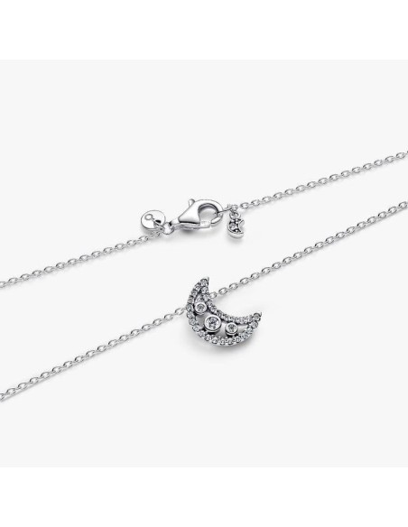 Collar en plata de ley “Luna Crescente Luminosa” 50 cm – Colección Timeless