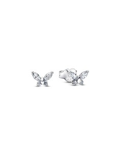 Pendientes de botón en plata de ley “Mariposa Luminosa” con circonitas – Colección Timeless