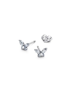 Pendientes de botón en plata de ley “Mariposa Luminosa” con circonitas – Colección Timeless 2