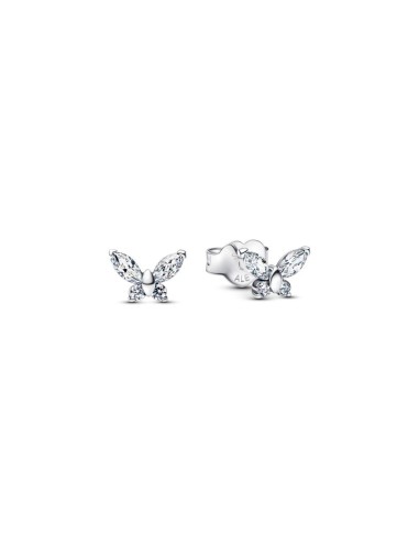 Pendientes de botón en plata de ley “Mariposa Luminosa” con circonitas – Colección Timeless