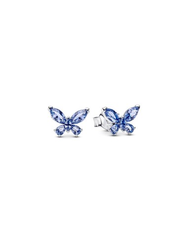 Pendientes de botón en plata de ley “Mariposa Luminosa Azul” – Colección Timeless
