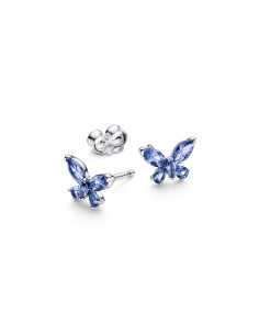 Pendientes de botón en plata de ley “Mariposa Luminosa Azul” – Colección Timeless 2