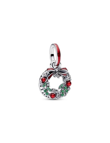 Charm en plata de ley “Corona Navideña Doble Colgante” – Colección Moments
