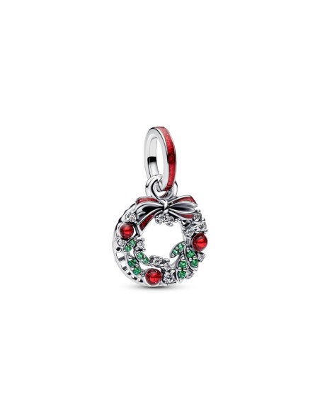 Charm en plata de ley “Corona Navideña Doble Colgante” – Colección Moments
