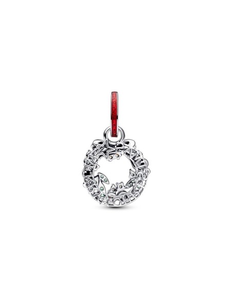 Charm en plata de ley “Corona Navideña Doble Colgante” – Colección Moments