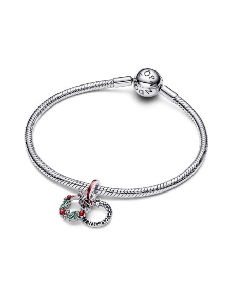 Charm en plata de ley “Corona Navideña Doble Colgante” – Colección Moments