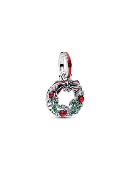 Charm en plata de ley “Corona Navideña Doble Colgante” – Colección Moments
