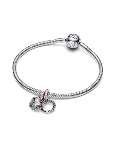 Charm en plata de ley “Corona Navideña Doble Colgante” – Colección Moments