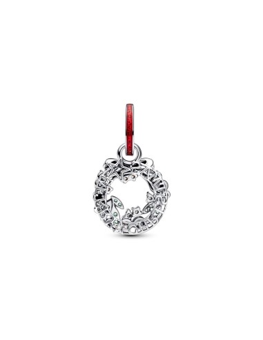Charm en plata de ley “Corona Navideña Doble Colgante” – Colección Moments