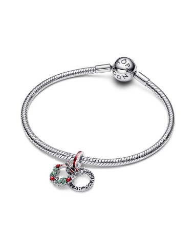 Charm en plata de ley “Corona Navideña Doble Colgante” – Colección Moments