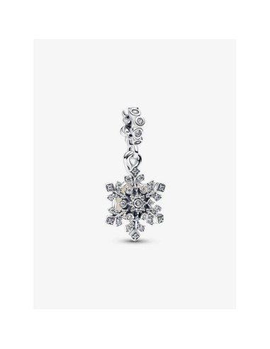 Charm doble “Copo de Nieve & Estrella Opalescente” en plata de ley 925 – Colección Moments